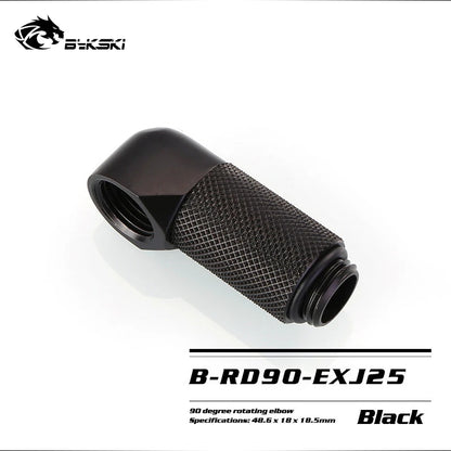 BYKSKI G1/4'' 90 Degree Rotary Fitting / Extend 15/20/25/30/35/40mm Water Cooling Adaptors Color Black