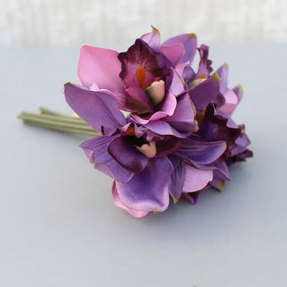 7 head wedding decoration mariage Orchid artificial flower decorative silk voilet bridal bouquet home decoration accessories