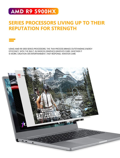 Amd Ryzen 9 4900H 16GB DDR5 512GB SSD 15.6 Inch FHD 144Hz Metal Laptop Win11 Pro for Gaming Business
