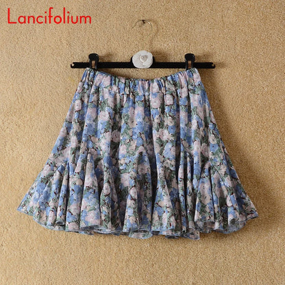 Y2k Chiffon White Black Skirt Summer Women 2021 Floral Dot Patchwork Ruffle Pleated High Waist Korean Kawaii Harajuku Mini Skirt