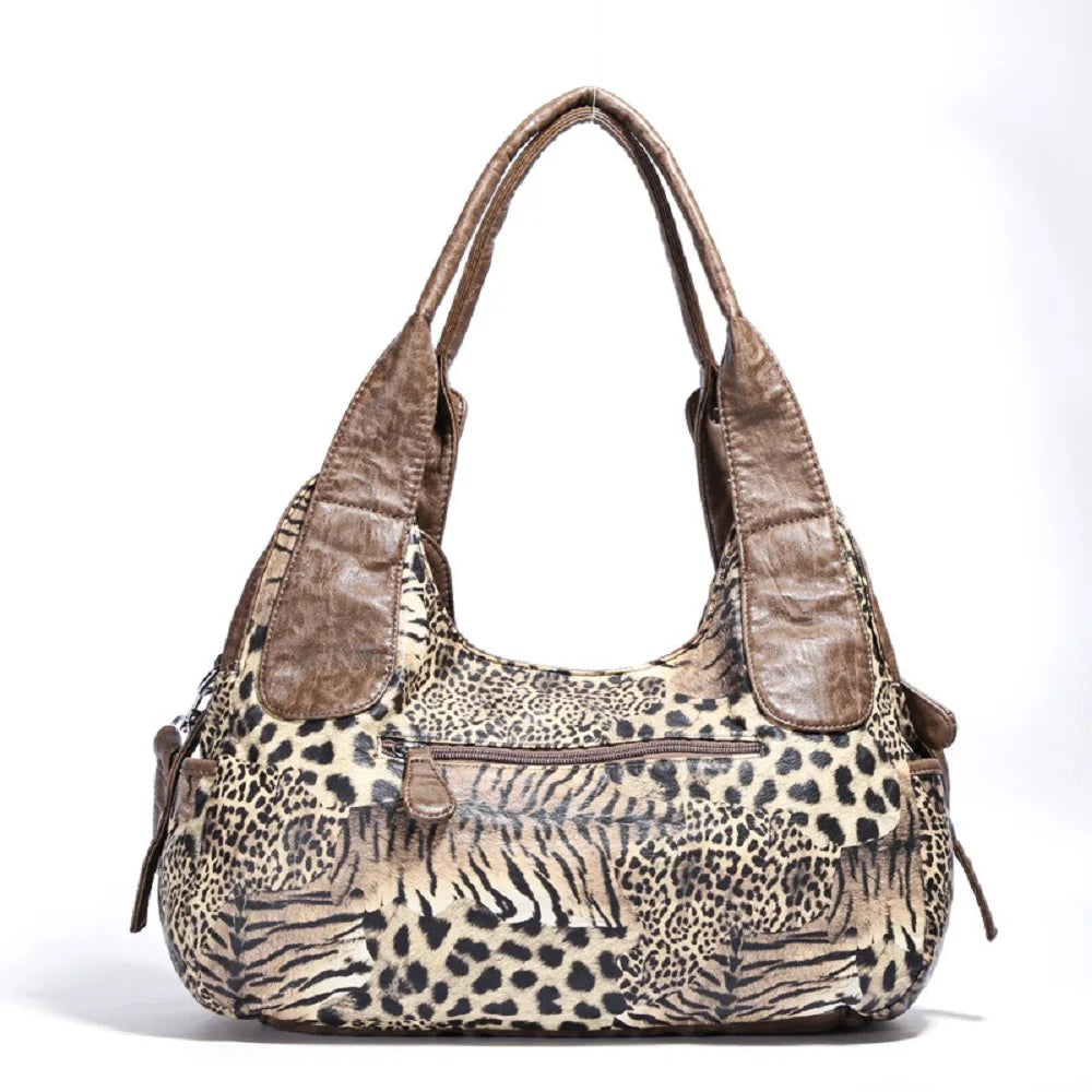 Angel Kiss Women Handbags Leopard Bag Top-handle Handbag Fashion Satchel Dumpling Pack Shoulder Bag Tote Bag Hobos Large Purse