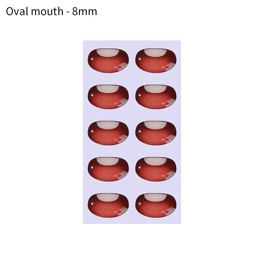 10pcs Cute Cartoon Mouth Stickers DIY Toys Doll Mouth Accessories Glass Crystal Anime Figurine Doll Face Organ Paster Decals