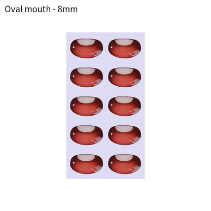 10pcs Cute Cartoon Mouth Stickers DIY Toys Doll Mouth Accessories Glass Crystal Anime Figurine Doll Face Organ Paster Decals