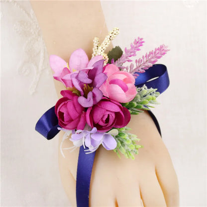 Lovegrace Wedding Rose Flower Boutonniere Rose Red Buttonhole Bridesmaid Wrist Corsage Bracelet Silk Flower Marriage Boutonniere
