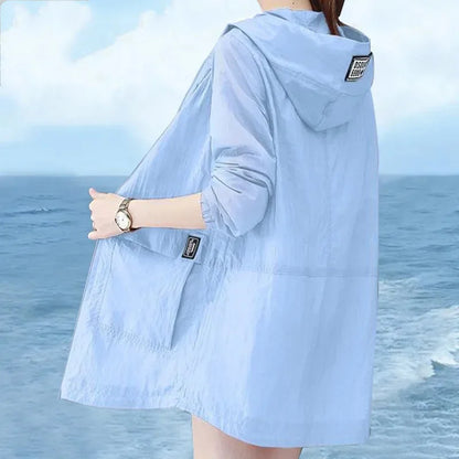 Loose Size 6XL Sun Protection Clothing Women's 2024 Summer Korean Anti-Purple Line Ultra Thin breathable Jacket Mother Top