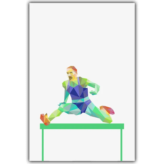 Decorative Canvas Painting Poster Geometric Athlete Wall Art Picture Home Decor