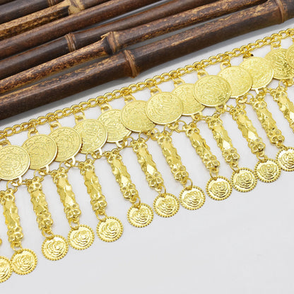 Indian Coin Belly Waist Body Chains for Women Female Gold Alloy Long Tassel Dance Dress Belt Wedding Party Metal Jewelry