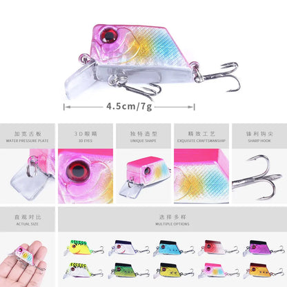 Hengjia 4.5cm 7g Square Crankbait Fishing Wobbler Diving Swimming Bait for Bass Pike Artificial Fishing Tackle