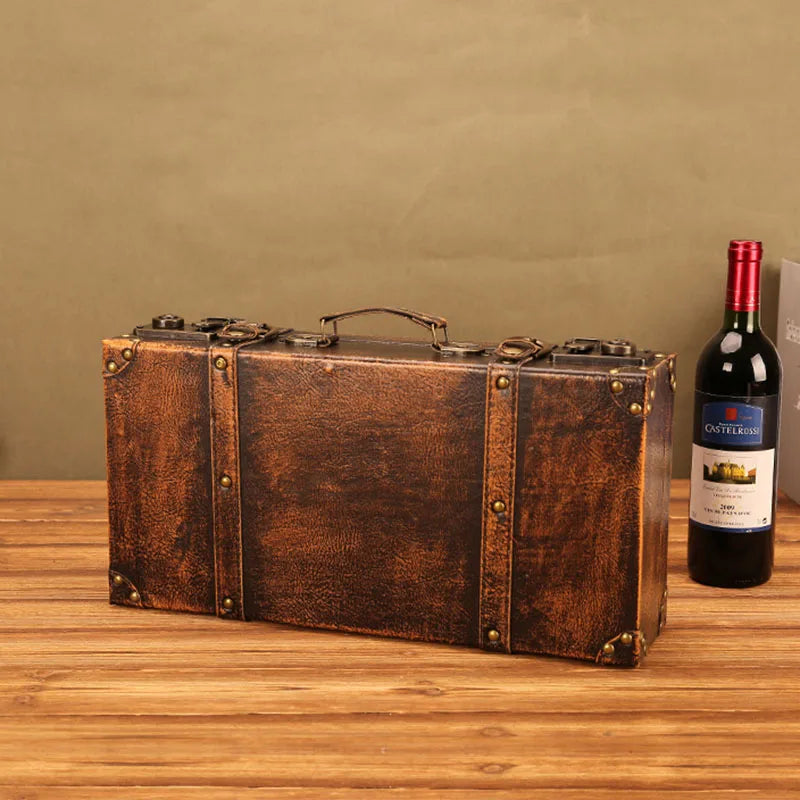 Luxury Vintage Trunk Travel Hand Big Suitcases Leather Luggage Under Bed Clothing Organizer Storage Box Antique Bin Customized