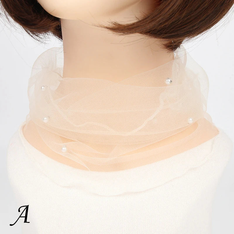 Spring Summer Chiffon Neck Collar Scarf Women Head Thin Sunscreen Variety Small Silk Anti-UV Scarf Mask Multi-Function Scarf