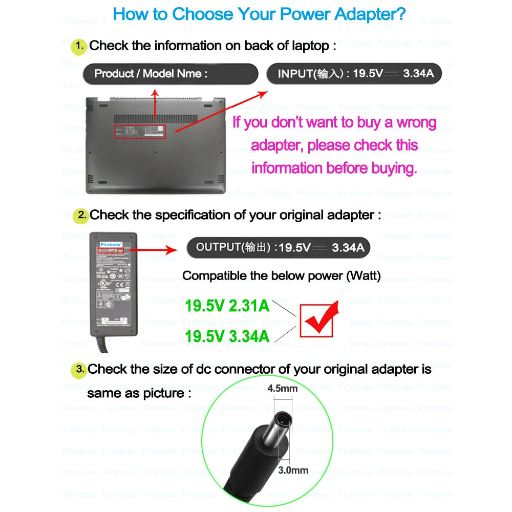 AC Laptop Charger Adapter for Dell Inspiron 3593 3793 5493 5391 5491 5593 3490 3493 3590 3595 3790 5490 5590 5494 power supply