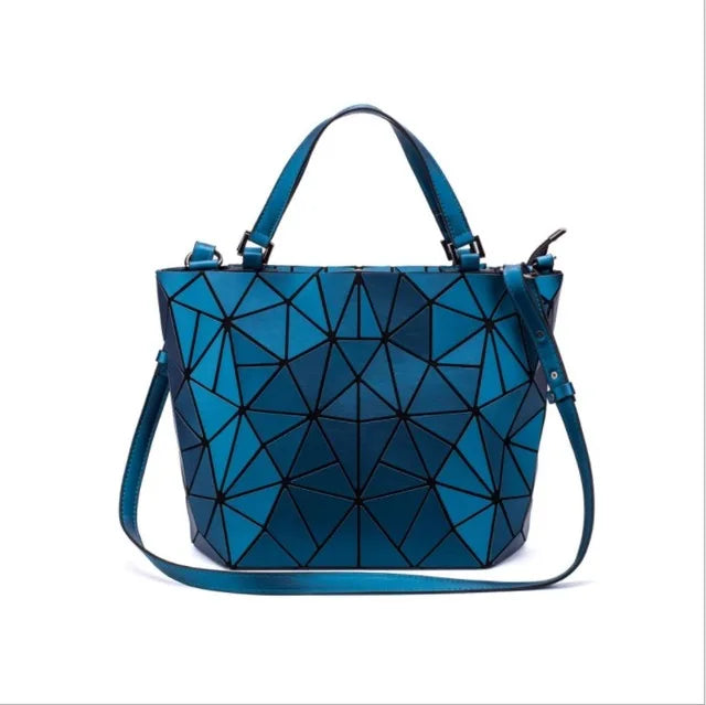 Luminous Reflective Bag Geometric Tote Folding Shoulder Bags for Women 2024 Plain Folding Handbags Sac a Main Female Bolsas