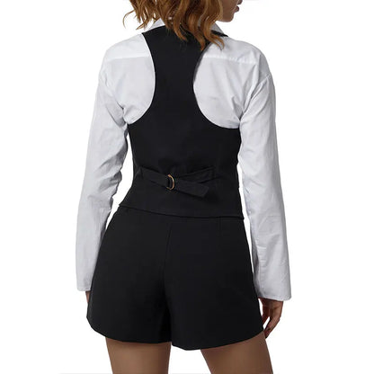 Plus Size S-2XL Black Women's Vest Work Wear Slim Short Vest Femme 2021 New Spring Waistcoat Office Lady Sleeveless Jacket