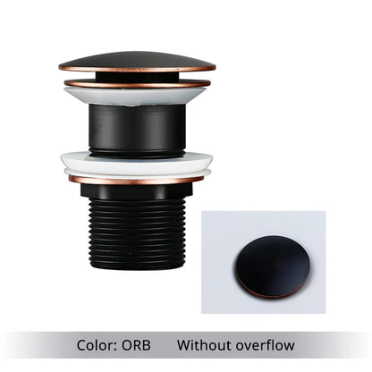Pop up Drain Button Bathroom Sink Plug Black Gold Rose Siphon Waste Stopper Wash Basin Faucet Accessory for Kitchen Or Bath