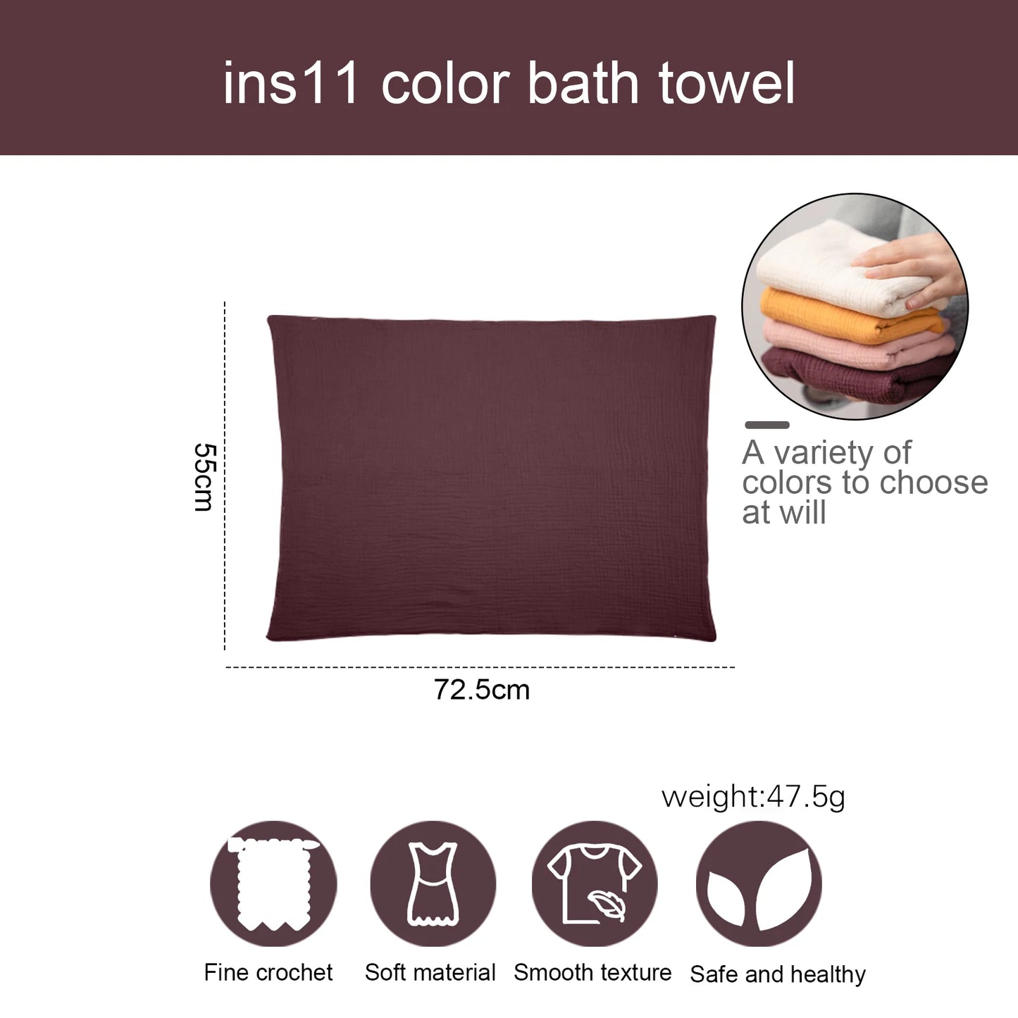 Baby Towel Newborn Bath Towels Comfortable Soft Baby Bathrobe Cute Solid Beach Cotton Towel kids Babies Blanket Products