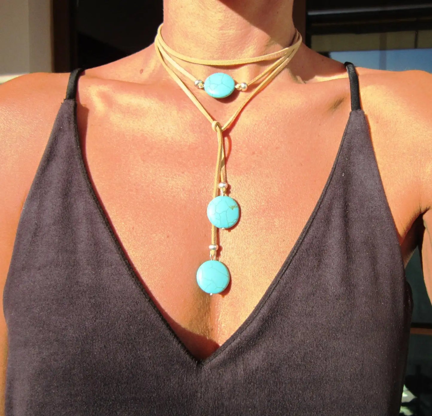 Boho Necklace Leather Cord Necklace Long Necklace Boho