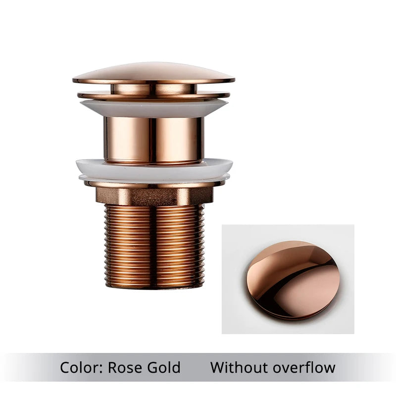 Pop up Drain Button Bathroom Sink Plug Black Gold Rose Siphon Waste Stopper Wash Basin Faucet Accessory for Kitchen Or Bath