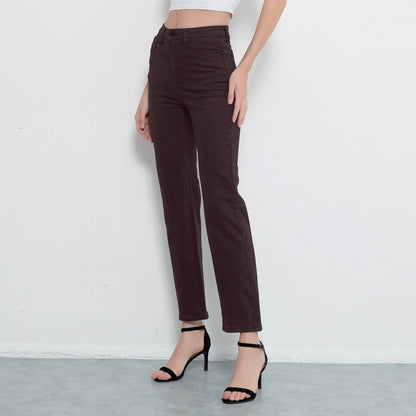 ZHISILAO New Straight High Waist Jeans Women Vintage Black Stretch Loose Long Denim Pants Streetwear Ladies trouser 2021