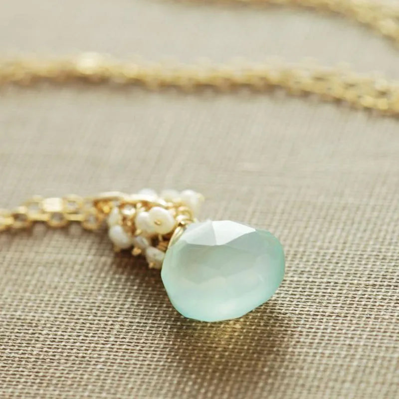 Gray Freshwater Pearl Necklace Baroque Pearl necklace  Pearl Necklace Aqua Chalcedony Seed Pearl Necklace