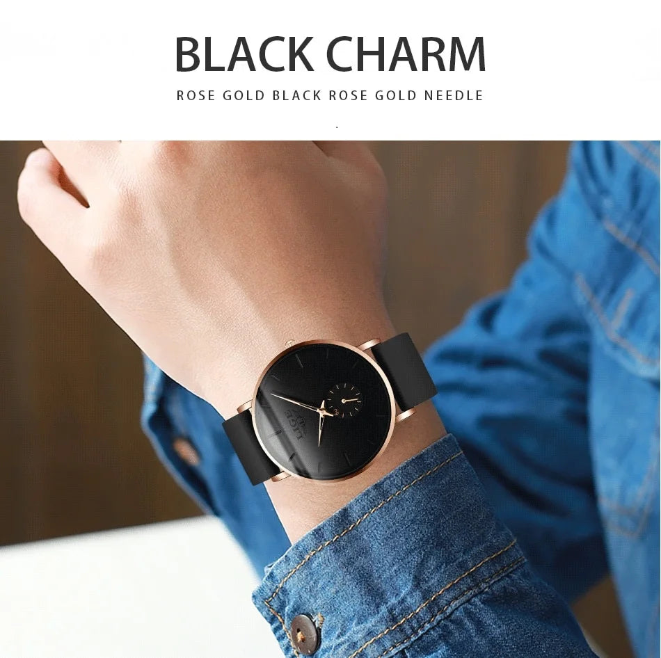 LIGE LG10006 40mm Modische, schlichte Armbanduhr für Damen und Herren, analoges Quarzwerk, wasserdicht, Silikon, Sportuhr