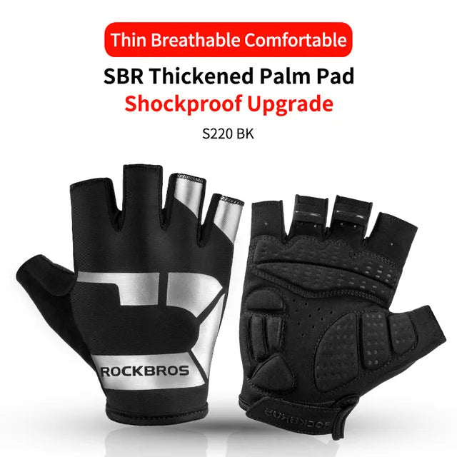 ROCKBROS Cycling Gloves Breathable Shockproof Bike Gloves Summer Half Finger Gloves MTB Mountain Bicycle Gloves Sports Gloves