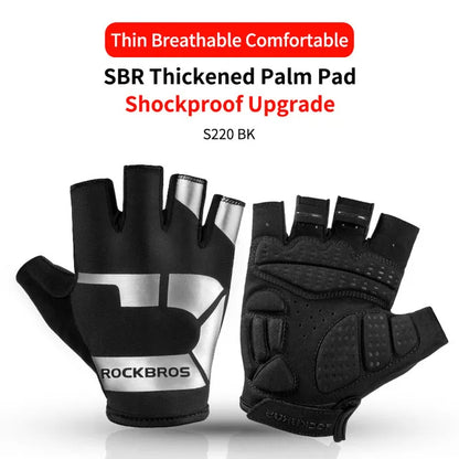 ROCKBROS Cycling Gloves Breathable Shockproof Bike Gloves Summer Half Finger Gloves MTB Mountain Bicycle Gloves Sports Gloves