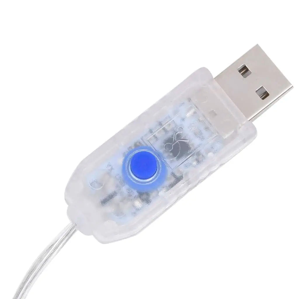 W2B VidaXL LED Curtain Light 1m Warm White Fairy Lights for Partys USB Blue Plastic 9.8x9.8ft Curtain Fairy Light for Christmas