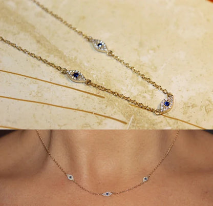 2018 Fine silver jewelry minimal delicate cz Turkish evil eye charm dainty choker collarbone adorable women girl chain necklace