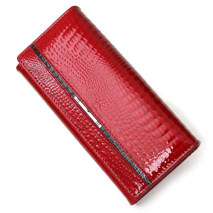 Genuine Leather Wallet Women Alligator Ladies Leather Wallet Famous Brand Real Cowhide Women Purses Long Female Clutch Bag