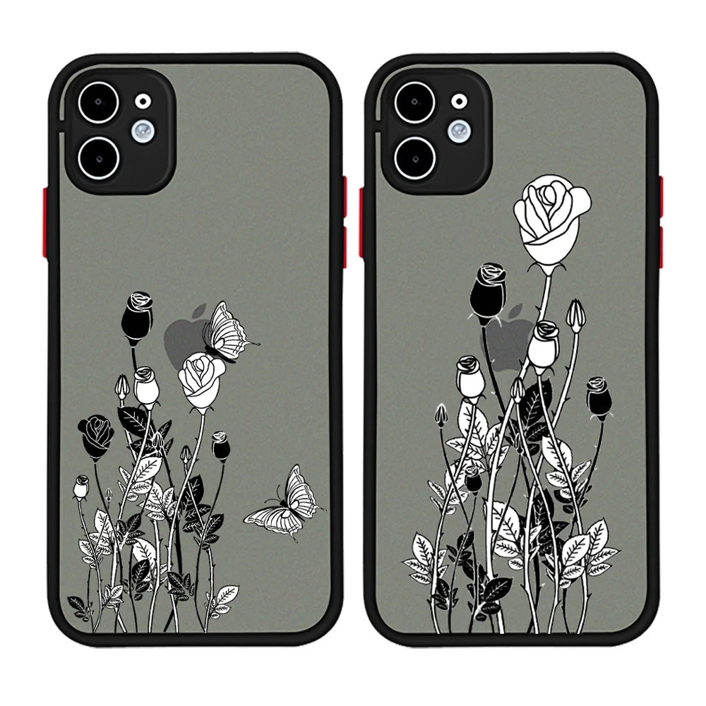 High Quality Rose Butterfly Design Luxury Mobile Phone Case for iPhone 15 Pro Max Shockproof Matte Finish Made TPU PC