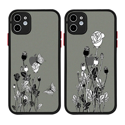 High Quality Rose Butterfly Design Luxury Mobile Phone Case for iPhone 15 Pro Max Shockproof Matte Finish Made TPU PC
