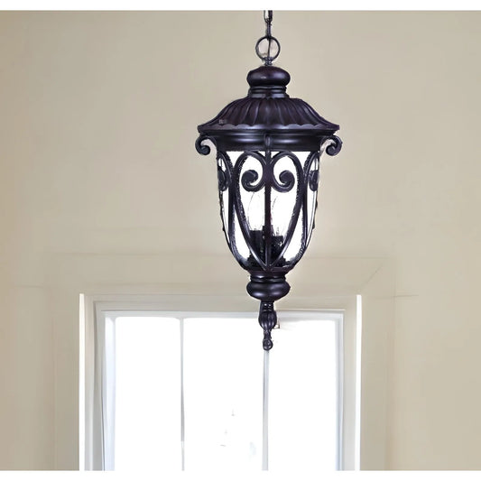Naples 3-Light Marbleized Mahogany Hanging Ceiling Light by HMS