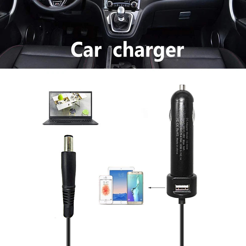 19.5V 3.34A 4.64A 7.4*5.0mm 90W Car Laptop Charger Dc Power Adapter for Dell Latitude E5270 E5450 E5470 E5570 E7270 E7450 E7470