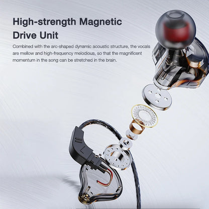 EARDECO Transparent Mobile Wired Headphones Bass for Phone Earphone In Ear Headphone Headset with Mic Earbuds Noise Cancelling
