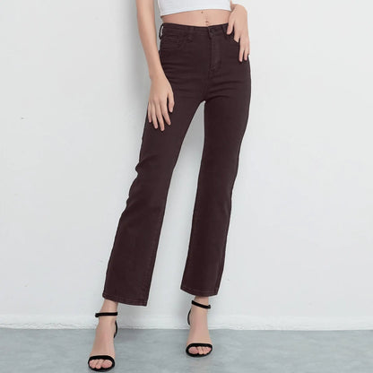 ZHISILAO New Straight High Waist Jeans Women Vintage Black Stretch Loose Long Denim Pants Streetwear Ladies trouser 2021