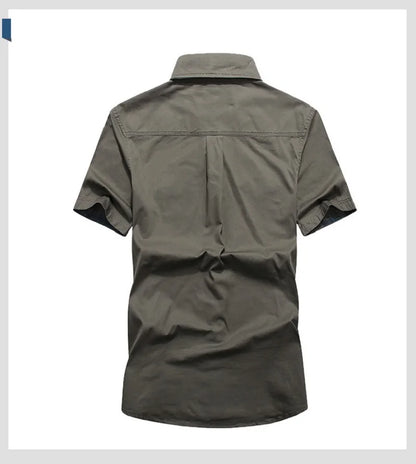 M-6xlplus Size Men's Shirt Summer Short Sleeve Cargo Shirts New Shirts Breathable Cool 100% Cotton Camisa Social Masculina