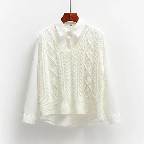 New In Korean Fashion Women Sweater Vest 2025 Spring Fall Sleeveless Knitted V Neck Pullovers Female Knitwear Top Outerwear