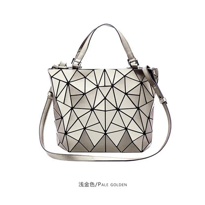 Luminous Reflective Bag Geometric Tote Folding Shoulder Bags for Women 2024 Plain Folding Handbags Sac a Main Female Bolsas