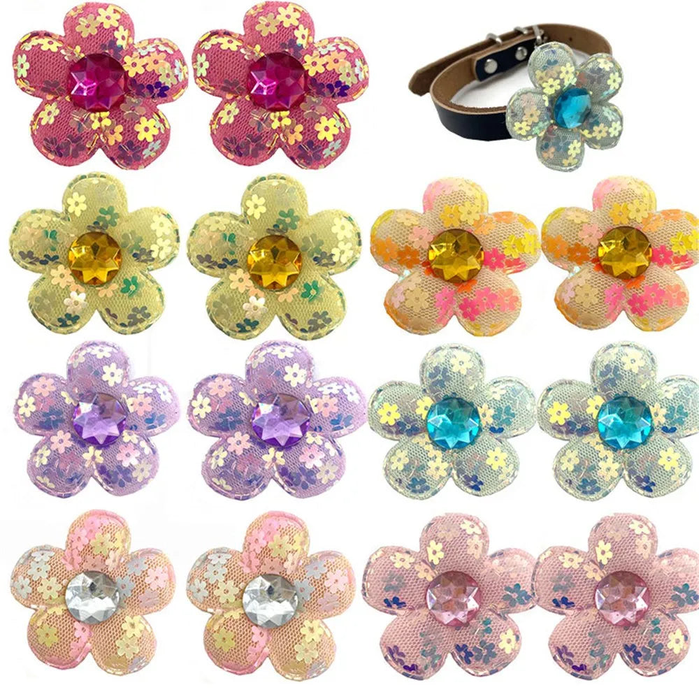 50pcs Pet Products Pet Dog Collar Decoration Accessories Small Dog Bowties Collar Accessories Small Dog Cat Puppy Collar Charms