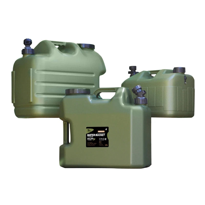 Desert&amp;Fox Wasserbehälter mit Zapfhahn 10L/18L/25L PE Wasserspeicherbehälter Tragbarer grüner Eimer für Camping Wandern Picknick