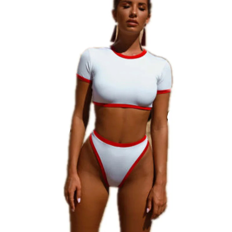 Women Bikini Set Summer Swimwear Bathing Suit Bikini Set + Top Beach Mesh See-Through T Shirt Set Women's Swimsuit