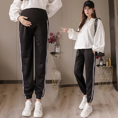 plus size 2XL Maternity loose Pants For Pregnant Women Casual Clothes Pregnancy Trousers Ankle Pants Black Pocket Clothing
