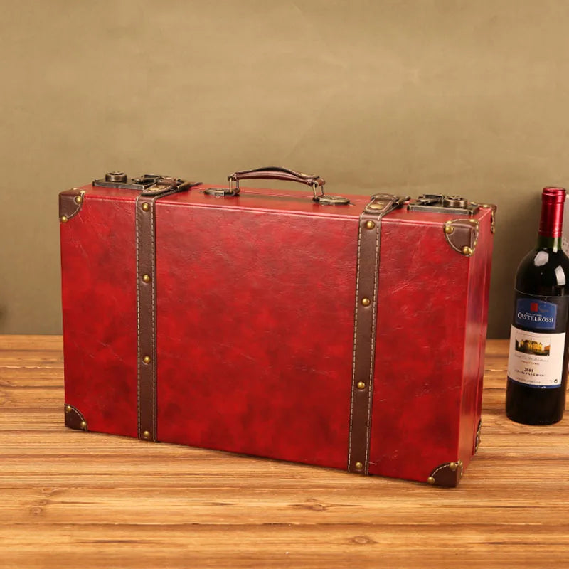 Luxury Vintage Trunk Travel Hand Big Suitcases Leather Luggage Under Bed Clothing Organizer Storage Box Antique Bin Customized