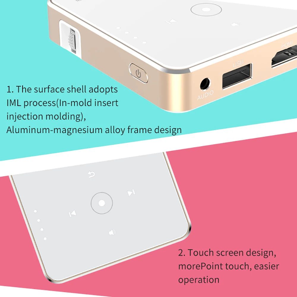 Salange P30 Mini Projector DLP Portable Home Theater 1080P 4K Supported Wifi Screenless TV for Mobile Phone Smartphone