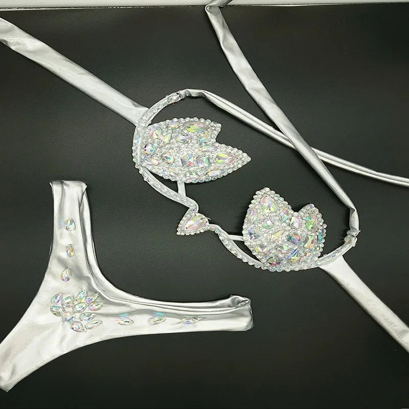 2020 venus vacation diamond bling stones bikini set swimsuit sexy women swimwear summer mature women bathing suit