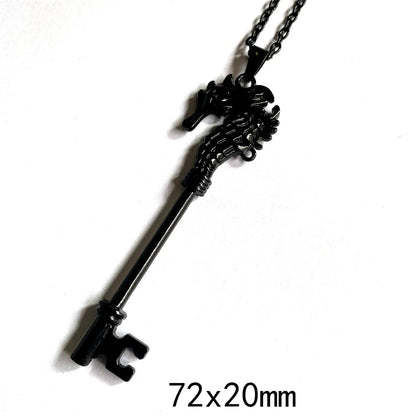 Key Necklace - Black Copper Antique Vintage Key Necklace - Key Necklace