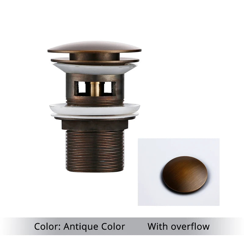 Pop up Drain Button Bathroom Sink Plug Black Gold Rose Siphon Waste Stopper Wash Basin Faucet Accessory for Kitchen Or Bath