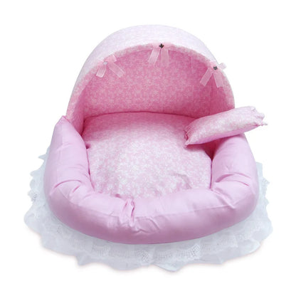 Pink Lace Dog Beds For Small Dogs With Cushion  S M L Pet Washable Puppy Animal Cat Indoor Sweet Home Yorkie Car Seat Mat Goods