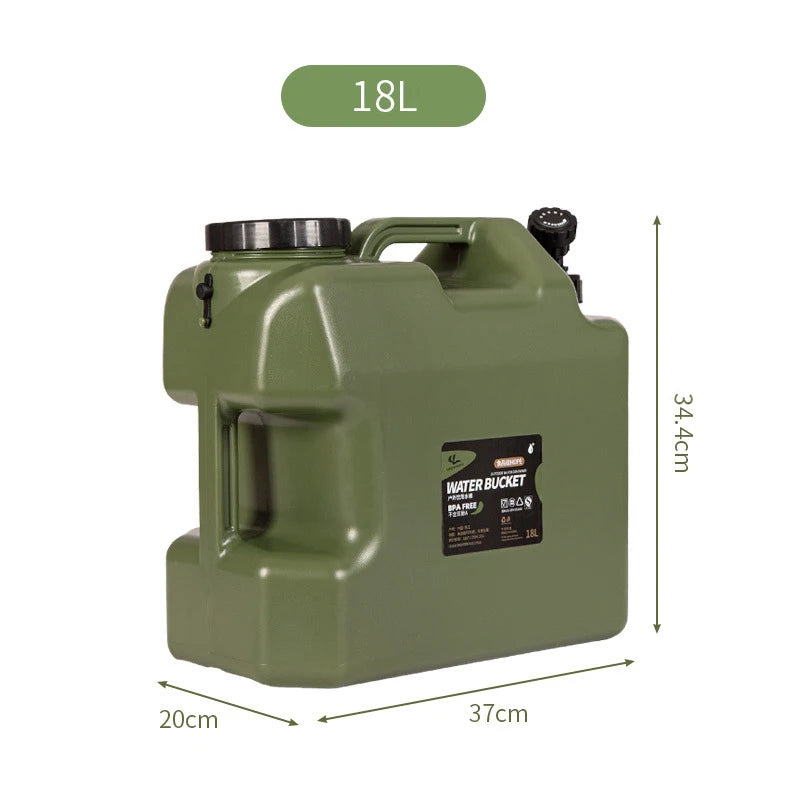 Desert&amp;Fox Wasserbehälter mit Zapfhahn 10L/18L/25L PE Wasserspeicherbehälter Tragbarer grüner Eimer für Camping Wandern Picknick