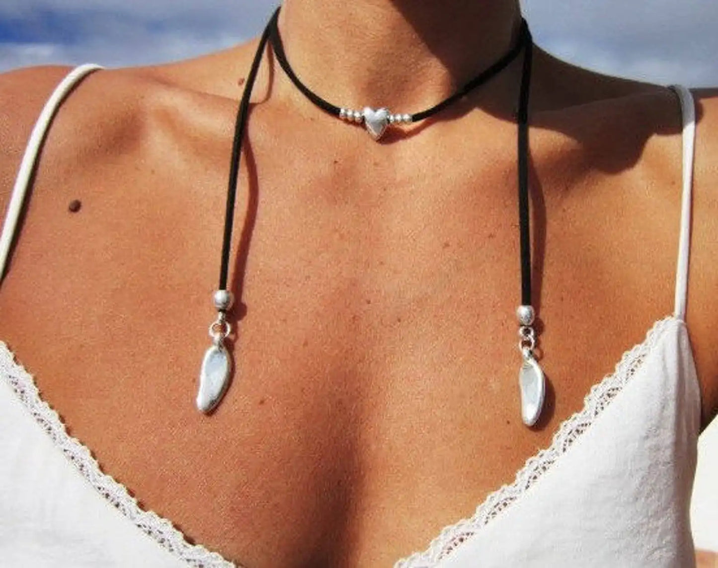Boho Necklace Leather Cord Necklace Long Necklace Boho